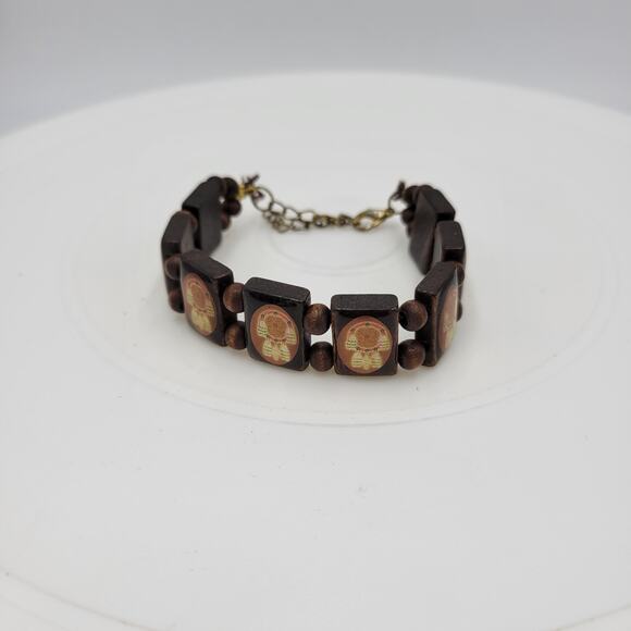 Vintage The Legend of the Dreamcatcher Wooden Native American Tile Bracelet 7" - Picture 8 of 12